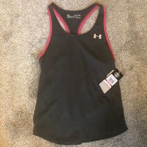 Under armour workout tank top grey and pink